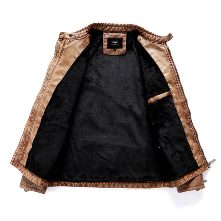 Foreign Trade AliExpress Leather Jacket Men's Leather European and American plus size Slim Fit Men's Motorcycle PU Leather fleece-lined Leather Jacket