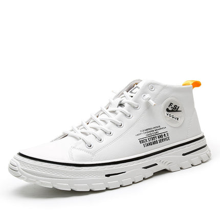 Wenzhou Manufacturers Directly Supply Men's High-Top Shoes, Autumn and Winter New Sneakers, Korean Style Trendy Fashion Casual Shoes Wholesale