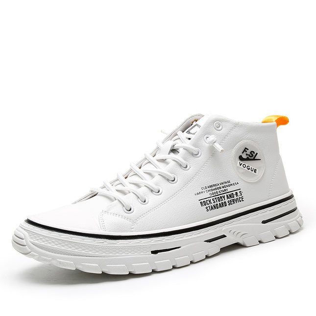 Wenzhou Manufacturers Directly Supply Men's High-Top Shoes, Autumn and Winter New Sneakers, Korean Style Trendy Fashion Casual Shoes Wholesale