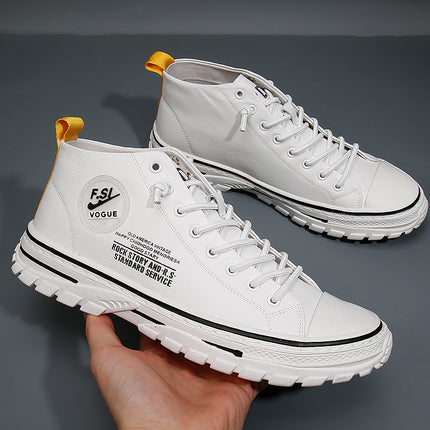 Wenzhou Manufacturers Directly Supply Men's High-Top Shoes, Autumn and Winter New Sneakers, Korean Style Trendy Fashion Casual Shoes Wholesale