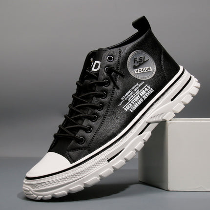 Wenzhou Manufacturers Directly Supply Men's High-Top Shoes, Autumn and Winter New Sneakers, Korean Style Trendy Fashion Casual Shoes Wholesale