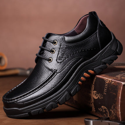 Factory 2025 autumn leather shoes lace men's leather shoes padded waterproof middle-aged father shoes a generation of hair