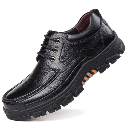 Factory 2025 autumn leather shoes lace men's leather shoes padded waterproof middle-aged father shoes a generation of hair