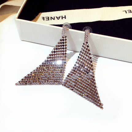 New Korean Earrings European and American Exaggerated Long Fashion Zirconium Sequins Elegant Ear Drop Earrings for Women E001437