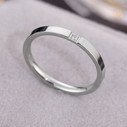 European and American Hot Titanium Steel Full Diamond Zircon Ring 18k Rose Gold Index Finger Couple Ring Ins Simple Trendy Jewelry for Women