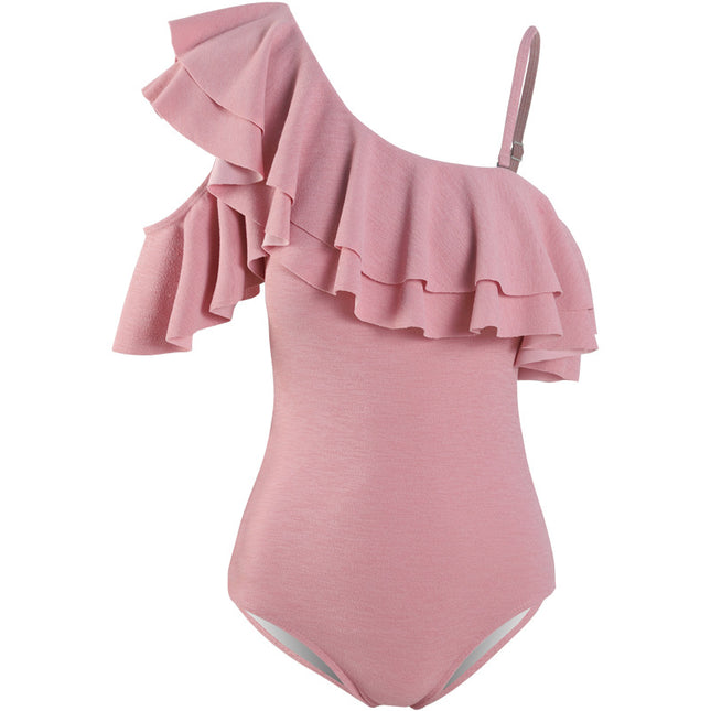 New Conservative Ruffled Fresh One-Shoulder Swimsuit Sexy Slimming Hot Spring Vacation One-Piece Swimsuit