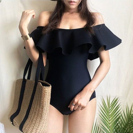 Women's Swimsuit Covers Belly, Looks Slim and Sexy 2019 New Swimsuit Hot Spring One-Piece Triangle Ruffled Casual Swimsuit