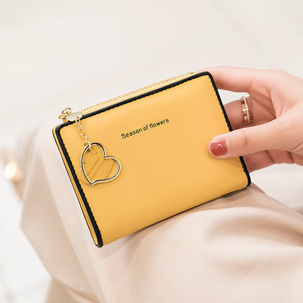 Phase Printed Leather Goods Ultra-Thin Short Wallet for Women 2024 New K-Style Cute Student Simple Wallet Card Holder Coin Purse