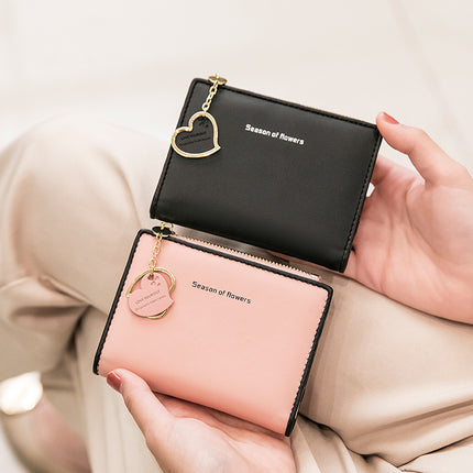 Amoy Printing Leather Small Wallet Women's Short 2023 New Korean Version Cute Student Small Fresh Ultra-thin Wallet Coin Wallet