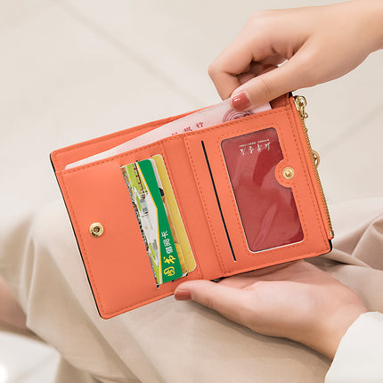 Amoy Printing Leather Small Wallet Women's Short 2023 New Korean Version Cute Student Small Fresh Ultra-thin Wallet Coin Wallet