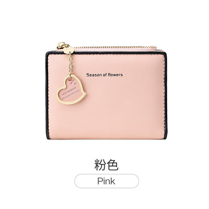 Amoy Printing Leather Small Wallet Women's Short 2023 New Korean Version Cute Student Small Fresh Ultra-thin Wallet Coin Wallet