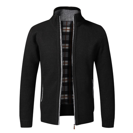 A generation of cross-border knitted cardigan men's sweater coat autumn and winter trend sweater personality Korean plus velvet padded