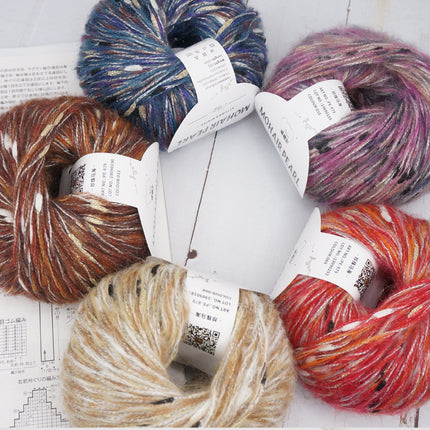 Braided Mohair Yarn with Mixed Wool, Gold Thread, and Pearl Fancy Yarn for DIY Handmade Knitting and Crochet