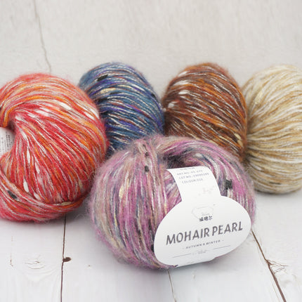 Braided Mohair Yarn with Mixed Wool, Gold Thread, and Pearl Fancy Yarn for DIY Handmade Knitting and Crochet