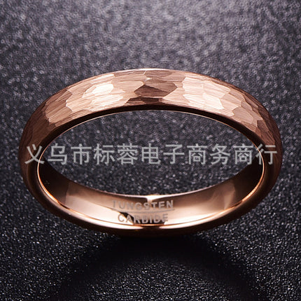 Europe and the United States explosions rose gold faceted tungsten steel ring 4MM wide tungsten steel ring in stock a generation of hair