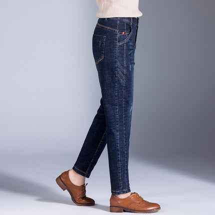 High-Waisted Velvet Jeans for Women, Loose Nine-Point Harem Pants for Women, Large Size Casual Carrot Pants, New Autumn and Winter Styles