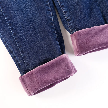 High-Waisted Velvet Jeans for Women, Loose Nine-Point Harem Pants for Women, Large Size Casual Carrot Pants, New Autumn and Winter Styles