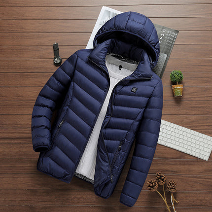 Cross-border Explosions Heating Cotton Clothes Men's Nine-zone Hooded USB Heating Long-sleeved Women's Intelligent Constant Temperature Heating plus size Cotton Clothes