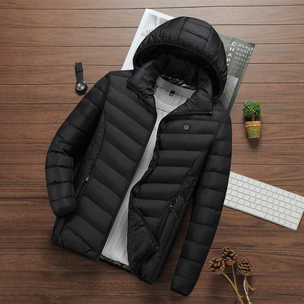 Cross-border Explosions Heating Cotton Clothes Men's Nine-zone Hooded USB Heating Long-sleeved Women's Intelligent Constant Temperature Heating plus size Cotton Clothes