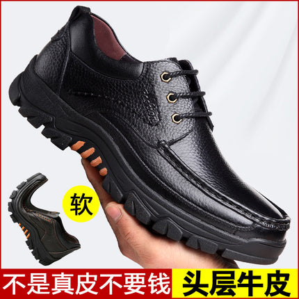 Factory 2025 autumn leather shoes lace men's leather shoes padded waterproof middle-aged father shoes a generation of hair
