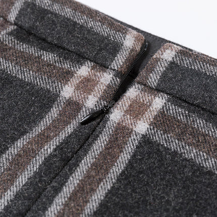 Woolen Plaid Skirt A-Line Winter Skirt Women's Mid-Length 2024 High-Waist Hip Skirt Autumn and Winter Wool Plaid Skirt