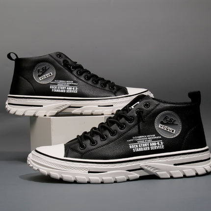 Wenzhou Manufacturers Directly Supply Men's High-Top Shoes, Autumn and Winter New Sneakers, Korean Style Trendy Fashion Casual Shoes Wholesale