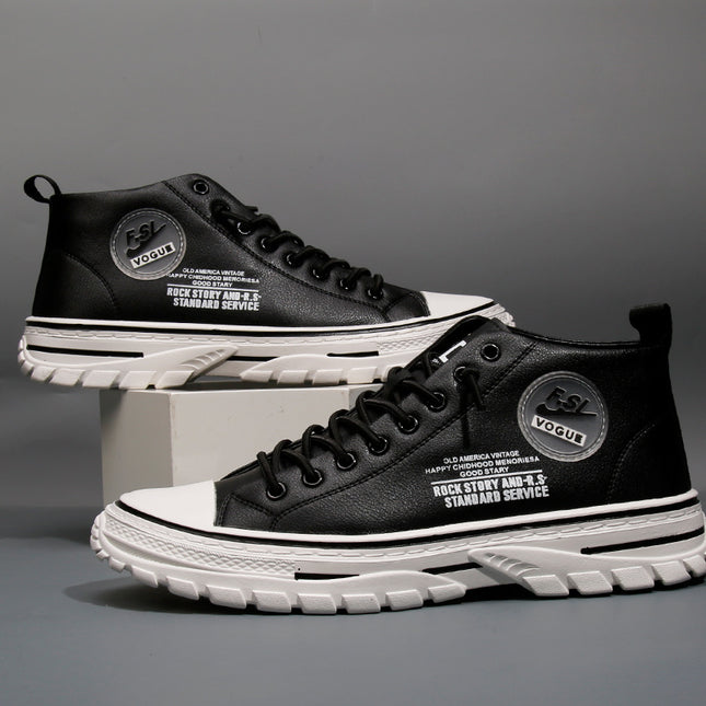 Wenzhou Manufacturers Directly Supply Men's High-Top Shoes, Autumn and Winter New Sneakers, Korean Style Trendy Fashion Casual Shoes Wholesale