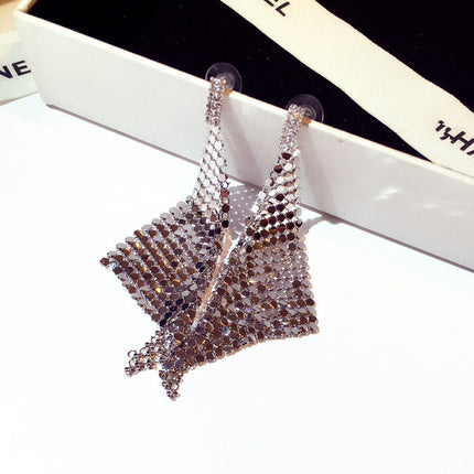 New Korean Earrings European and American Exaggerated Long Fashion Zirconium Sequins Elegant Ear Drop Earrings for Women E001437