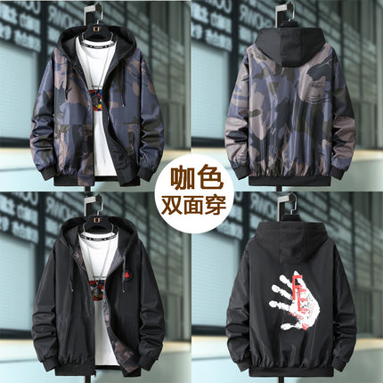 Spring New Knitted Hat Youth Trendy Jacket Jacket Men's Printed Casual All-match Men's Large Size Jacket Wholesale