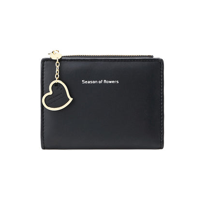 Phase Printed Leather Goods Ultra-Thin Short Wallet for Women 2024 New K-Style Cute Student Simple Wallet Card Holder Coin Purse