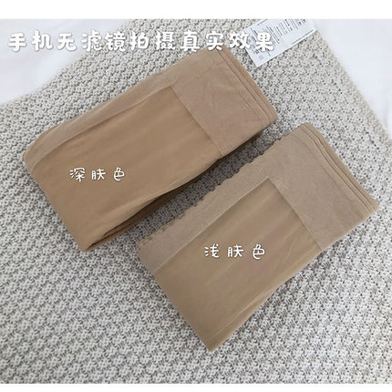 Autumn and winter light leg artifact female nude fleece-lined double-layer arbitrary cut fake transparent flesh color leggings socks warm T-gear