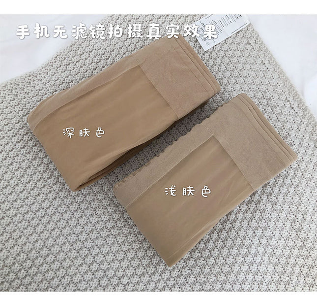Autumn and winter light leg artifact female nude fleece-lined double-layer arbitrary cut fake transparent flesh color leggings socks warm T-gear