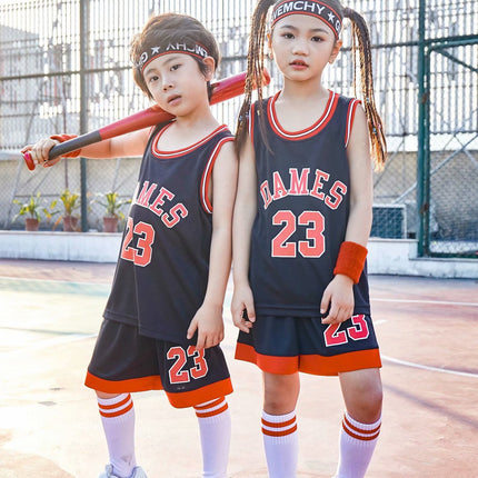Children's Basketball Suit suit Printing Training Suit for Primary School Students Girls Boys Kindergarten Baby Performance Suit Basketball Jersey