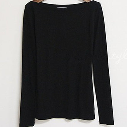 Real Shot Korean Dongdaemun Collar Sexy Slim-fit Slim-fit Soft Thin Long Sleeve Micro-transparent T-shirt Top Women's Clothing