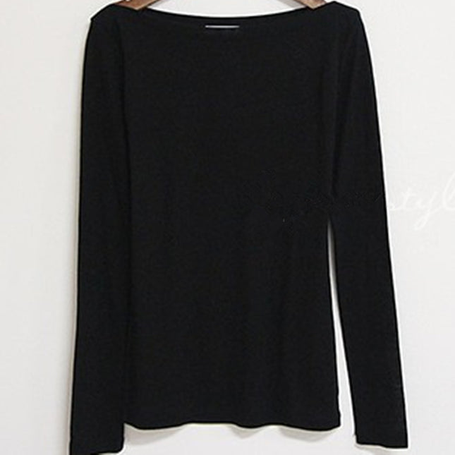 Real Shot Korean Dongdaemun Collar Sexy Slim-fit Slim-fit Soft Thin Long Sleeve Micro-transparent T-shirt Top Women's Clothing
