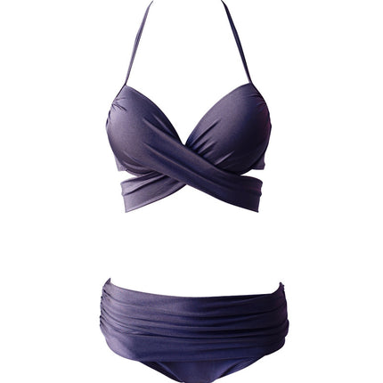 Korean Style ins Split Swimsuit Women's Sexy Three-point Size Chest Hot Spring Swimsuit Steel Bracer Gathered Belly Covering Bikini