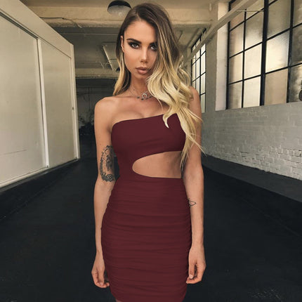 2026 Summer New European and American Women's Fashion Amazon Hot-Selling One-Shoulder Bustier Sexy Nightclub Bodycon Dress