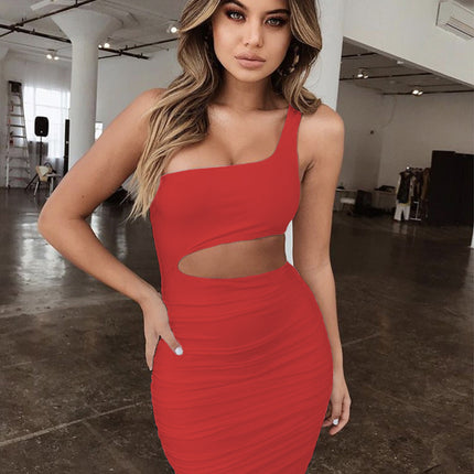 2026 Summer New European and American Women's Fashion Amazon Hot-Selling One-Shoulder Bustier Sexy Nightclub Bodycon Dress