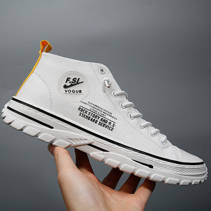 Wenzhou Manufacturers Directly Supply Men's High-Top Shoes, Autumn and Winter New Sneakers, Korean Style Trendy Fashion Casual Shoes Wholesale