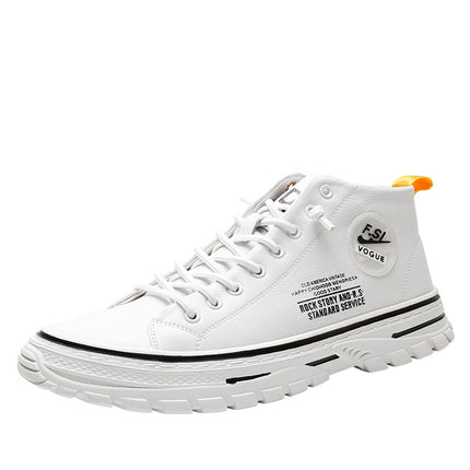 Wenzhou Manufacturers Directly Supply Men's High-Top Shoes, Autumn and Winter New Sneakers, Korean Style Trendy Fashion Casual Shoes Wholesale