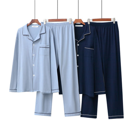 2021 Spring and Autumn Home Clothes Women's Ammonia Cotton Pajamas Lapel Cardigan Couple Men's and Women's Trousers Long Sleeve Suit
