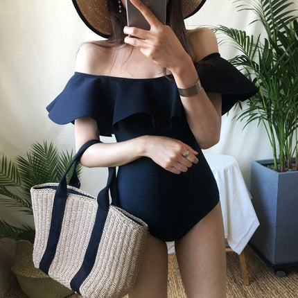 Women's Swimsuit Covers Belly, Looks Slim and Sexy 2019 New Swimsuit Hot Spring One-Piece Triangle Ruffled Casual Swimsuit