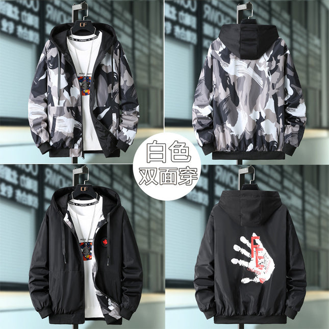 Spring New Knitted Hat Youth Trendy Jacket Jacket Men's Printed Casual All-match Men's Large Size Jacket Wholesale
