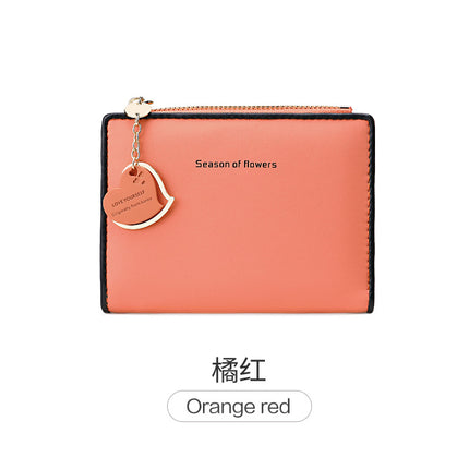 Amoy Printing Leather Small Wallet Women's Short 2023 New Korean Version Cute Student Small Fresh Ultra-thin Wallet Coin Wallet
