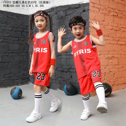 Children's Basketball Suit suit Printing Training Suit for Primary School Students Girls Boys Kindergarten Baby Performance Suit Basketball Jersey