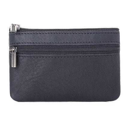 Hot Selling Genuine Leather Zipper Coin Purse Creative Korean Style Crazy Horse Cowhide Coin Bag Car Key Bag Bus Card Bag