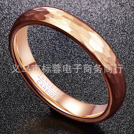 Europe and the United States explosions rose gold faceted tungsten steel ring 4MM wide tungsten steel ring in stock a generation of hair