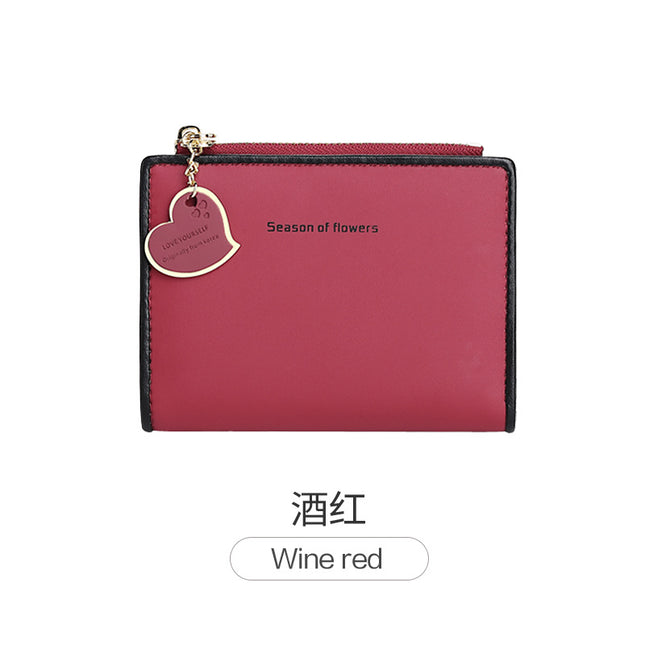 Phase Printed Leather Goods Ultra-Thin Short Wallet for Women 2024 New K-Style Cute Student Simple Wallet Card Holder Coin Purse