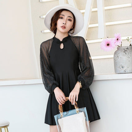 New Extra Large Size Swimsuit Women's Chubby mm200 Jin Slim Belly Covering Loose Conservative Split Flat Angle Swimsuit 300