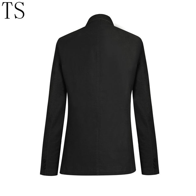 New Spring and Autumn Men's Casual Suit Single-piece Jacket Youth Korean-style Slim-fit Black Hooded plus size Small Suit
